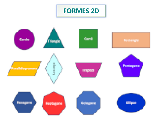 FORMES 2D (carte mentale) Laminée (29cm X 23cm)