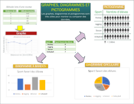 GRAPHES, DIAGRAMMES ET PICTOGRAMMES (carte mentale) Laminée (29cm X 23cm)