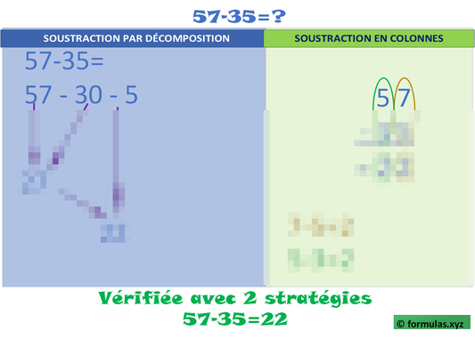 Soustraction 2 chiffres Sans Retenue (stratégies visuelles) Laminée (29cm X 23cm)